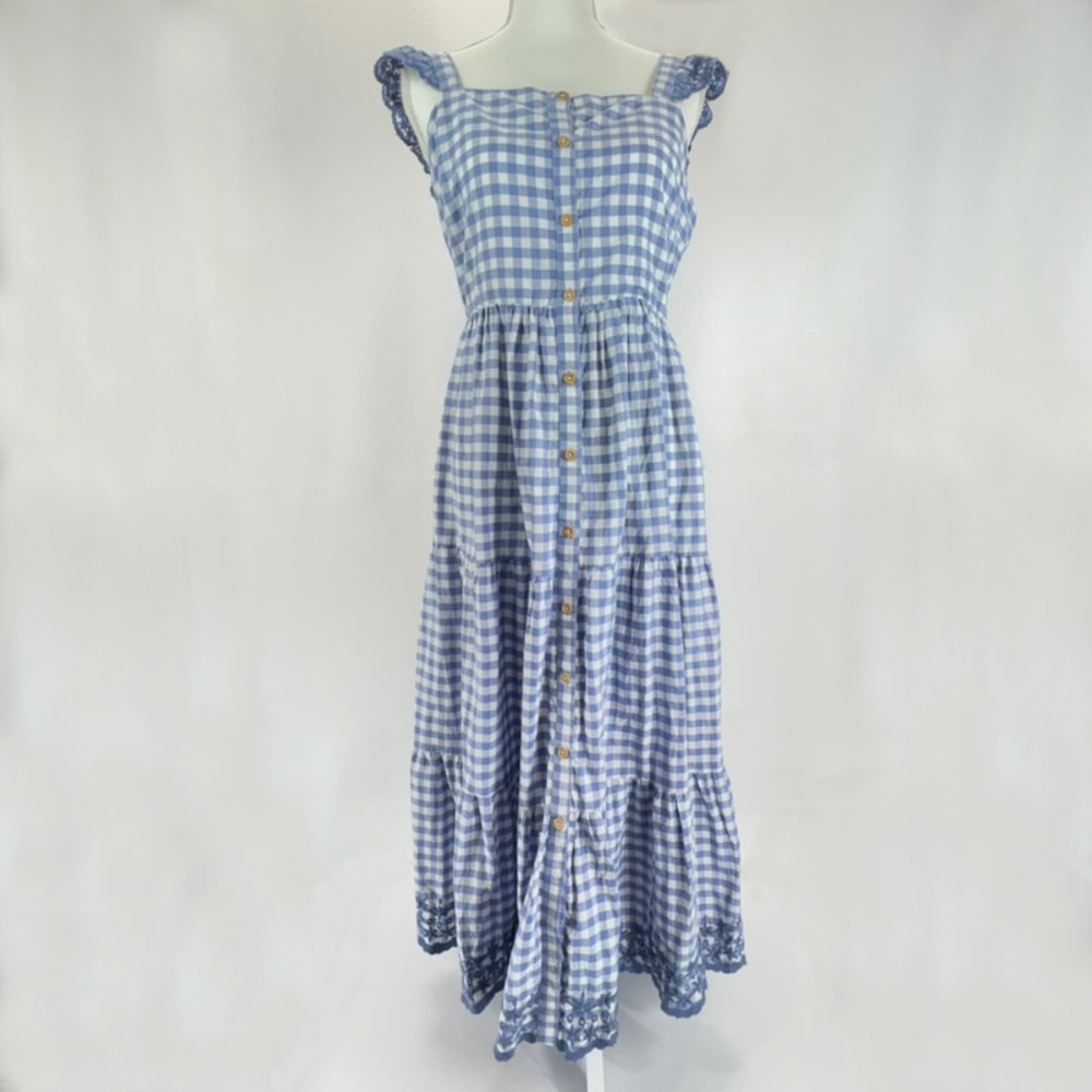Shabby Chic Blue and White Flutter Sleeve Sundress